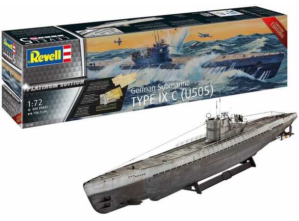 German Submarine Type IX C Platinum Ed Revell 1:72 Byggesett 