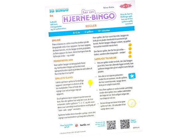 Lær om Hjernebingo IQ Bingo - DANSK 