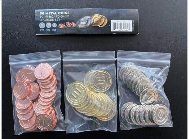 Metal Coins - Sci-Fi - 50 stk Mayday Games - Board Game Upgrade Set 