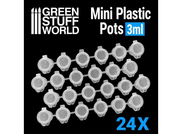 Mini Plastic Pots - 3 ml (24 stk) Green Stuff World