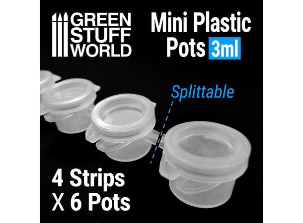 Mini Plastic Pots - 3 ml (24 stk) Green Stuff World 