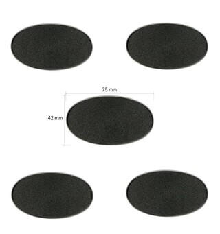 Plastbaser Svart Oval 75x42mm (5 stk)