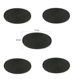 Plastbaser Svart Oval 75x42mm (5 stk)