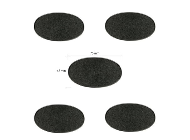 Plastbaser Svart Oval 75x42mm (5 stk) 
