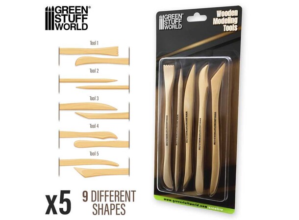 Wooden Modelling Tools - 5 stk Green Stuff World 