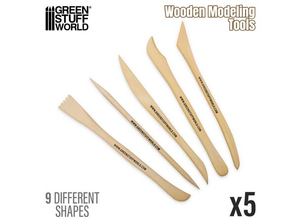Wooden Modelling Tools - 5 stk Green Stuff World 