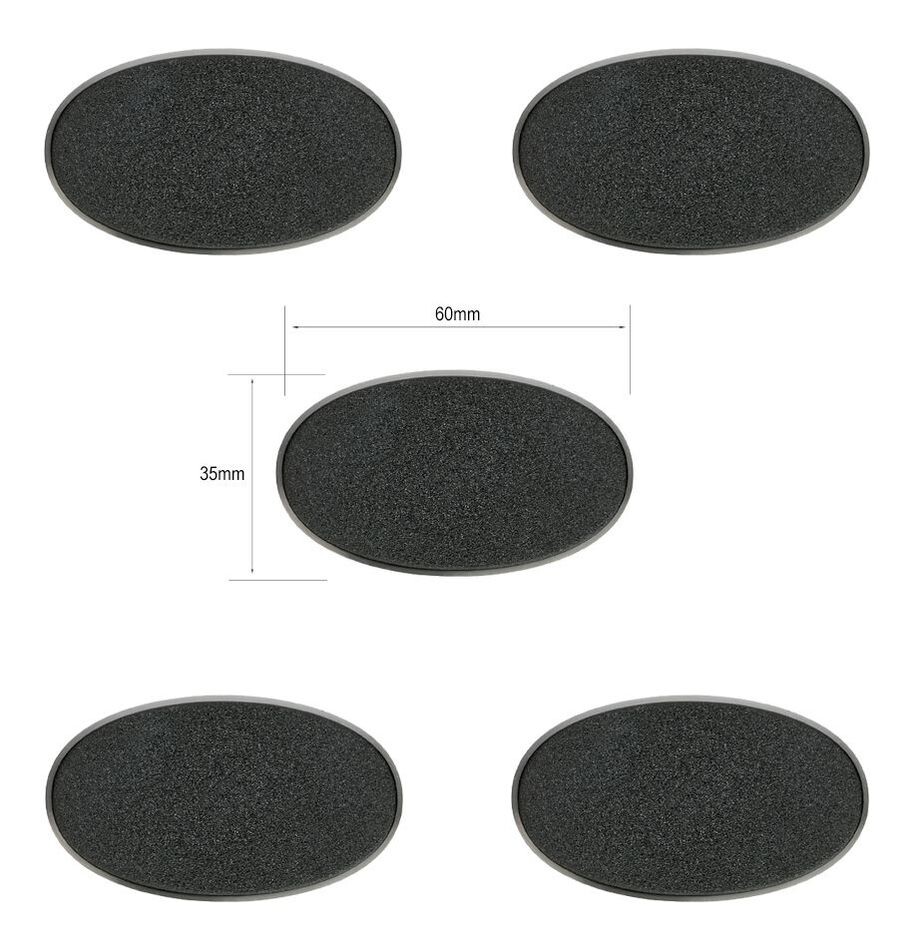 Plastbaser Svart Oval 60x35mm (5 stk)