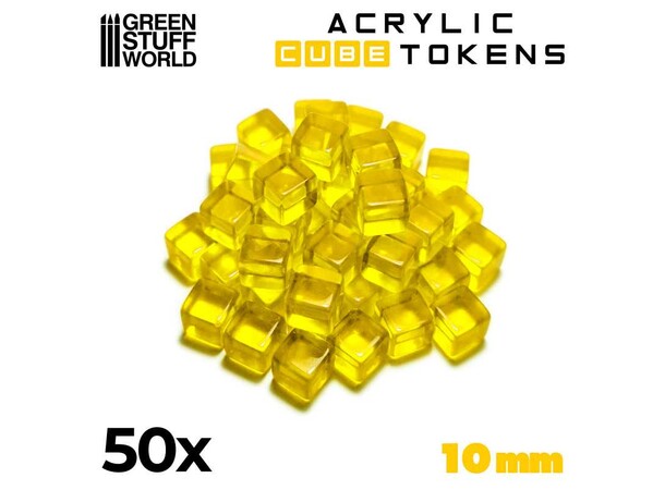 Acrylic Cube Tokens - Yellow Green Stuff World