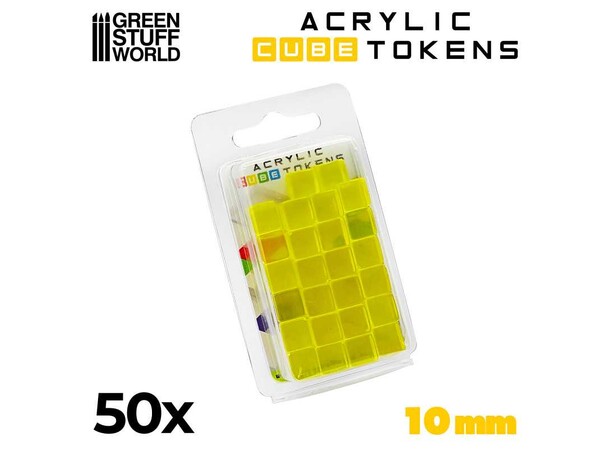 Acrylic Cube Tokens - Yellow Green Stuff World