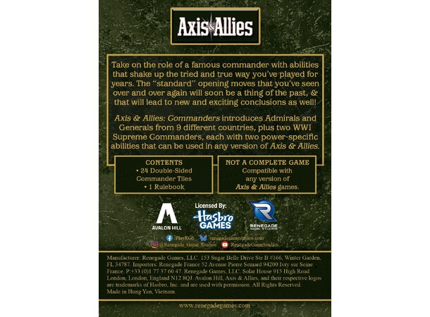 Axis & Allies Commanders Expansion Expansion till Axis & Allies 