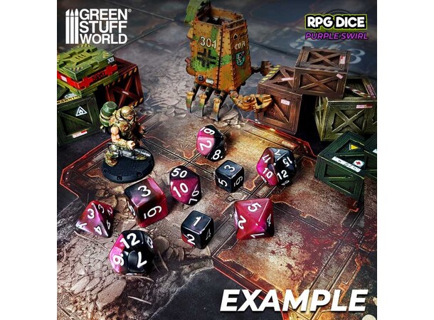 D6 12mm Dice Purple Swirl - 36 stk Green Stuff World 
