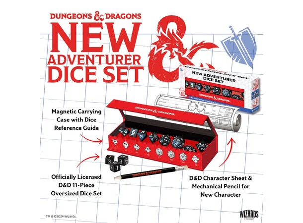 D&D New Adventurer Dice Set - Black 