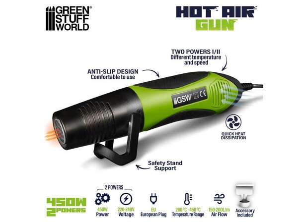 Hot Air Gun 450W Green Stuff World 