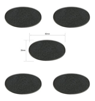 Plastbaser Svart Oval 60x35mm (5 stk)