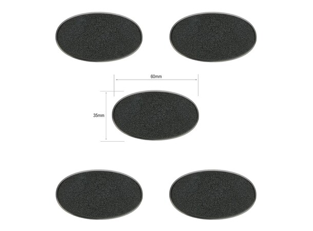 Plastbaser Svart Oval 60x35mm (5 stk) 