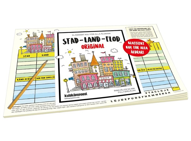 Stad-Land-Flod Block Partyspel Svensk utgåva 