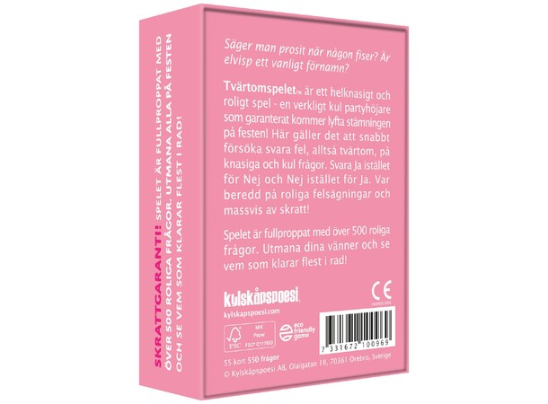 Tvärtomspelet Festens favorit - SVENSK 