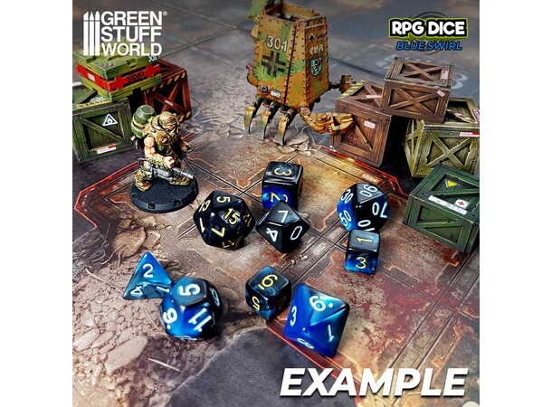 D6 12mm Dice Blue Swirl - 36 st Green Stuff World 