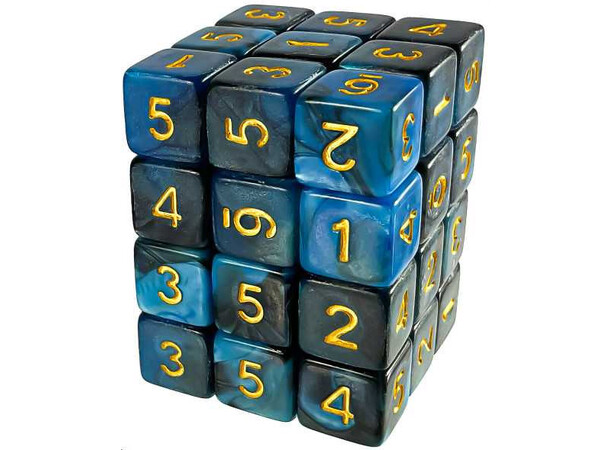 D6 12mm Dice Blue Swirl - 36 stk Green Stuff World 