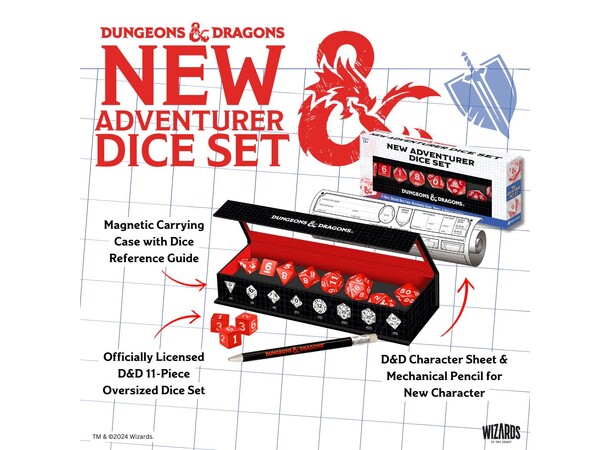 D&D New Adventurer Dice Set - Red 