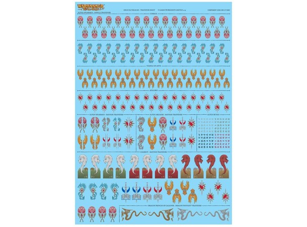 High Elf Realms Transfer Sheet Warhammer The Old World 