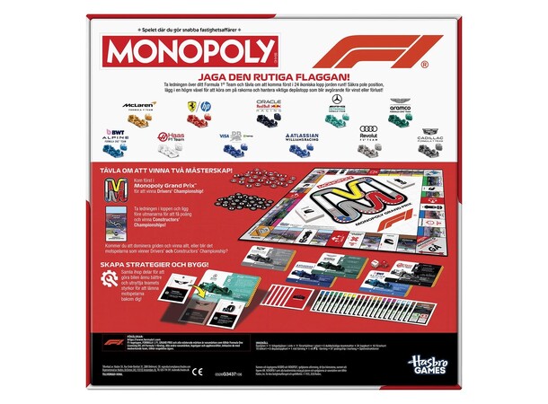 Monopoly F1 Brädspel Svensk utgåva 