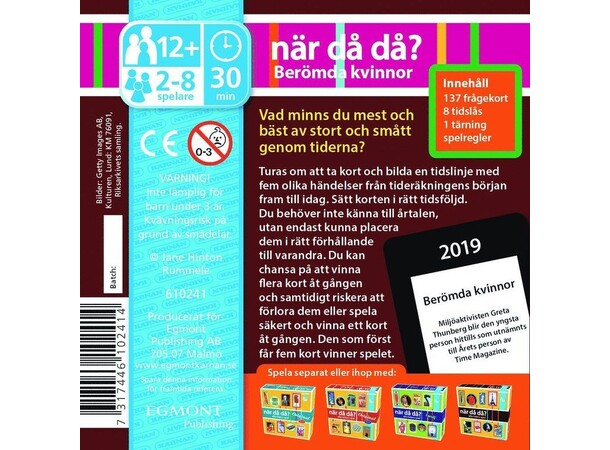 När då då Pocket Berömda kvinnor SVENSK 