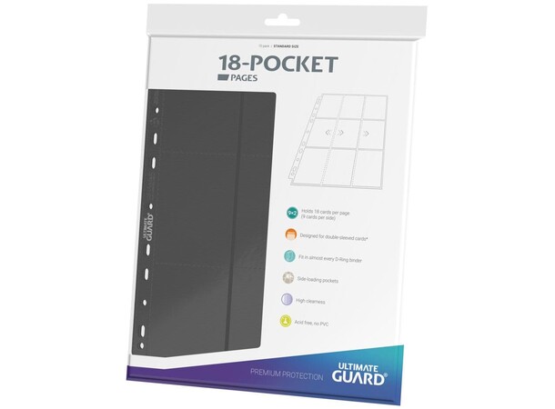 Pages 18-pocket x10 Grå Ultimate Guard Plastlommer 