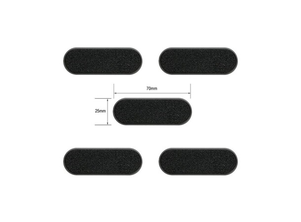 Plastbaser Svart Oval 70x25mm (5 stk) 