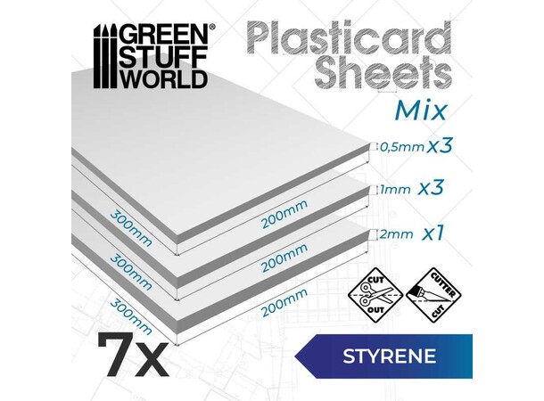 Styrene Sheets Variety Pack - 7 stk Green Stuff World 