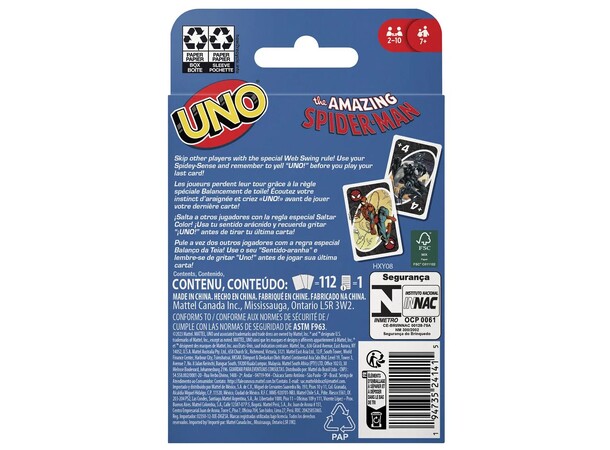 UNO Spiderman Kortspill Norsk utgave 