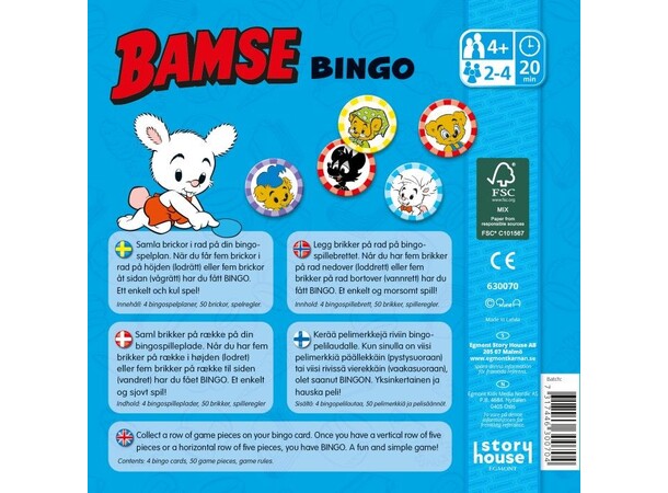 Bamse Bingo Brettspill Norsk utgave 