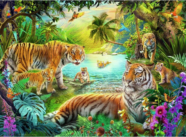 Tiger Family in Oasis 500 biter Ravensburger Puzzle Puslespill 