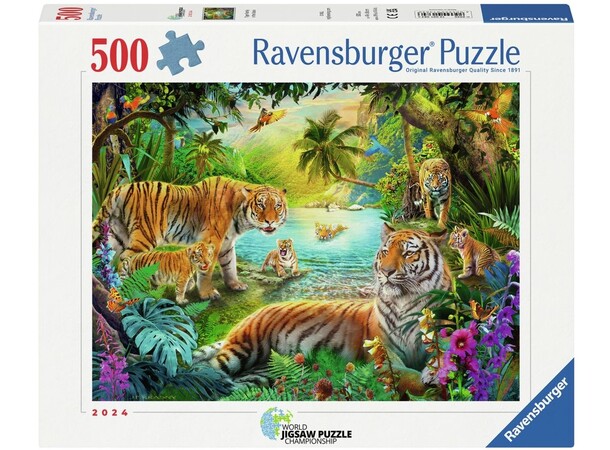 Tiger Family in Oasis 500 biter Ravensburger Puzzle Puslespill 