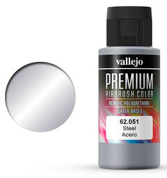 Vallejo Premium Steel 60ml Premium Airbrush Color