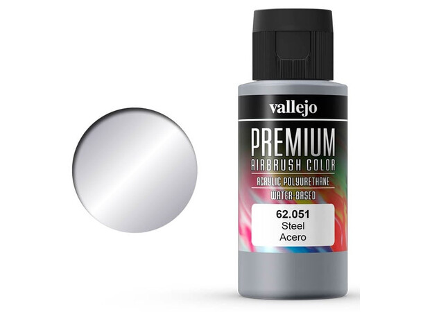 Vallejo Premium Steel 60ml Premium Airbrush Color 