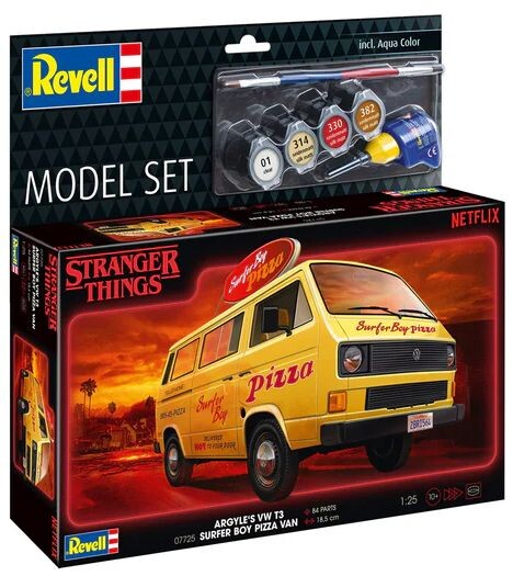 Stranger Things VW T3 Bus Surfer Boy Revell 1:25 Byggesett