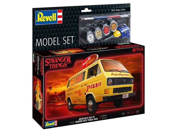 Stranger Things VW T3 Bus Surfer Boy Revell 1:25 Byggesett 