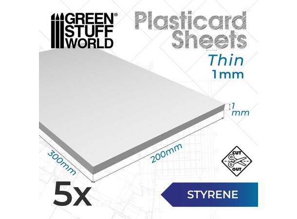 Styrene Sheets 1 mm - 5 stk Green Stuff World 