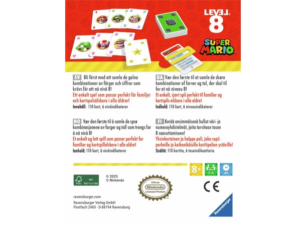 Super Mario Level 8 Kortspel Svensk utgåva 