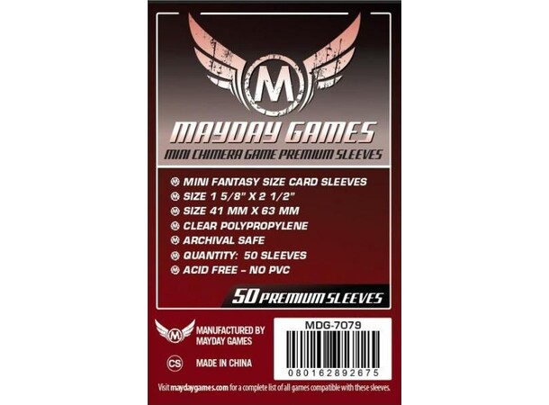 Brettspill Kortbeskyttere 50 stk 43x65mm Mayday Mini Chimera 