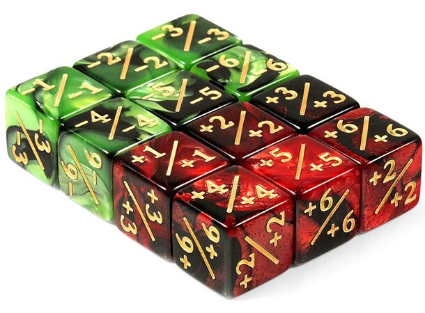Dice Counters - 12 stk (Rød/Grønn) 