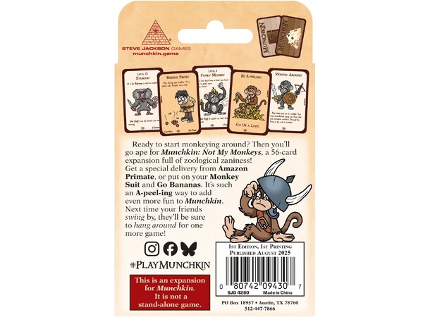 Munchkin Not My Monkeys Expansion Expansion till Munchkin 