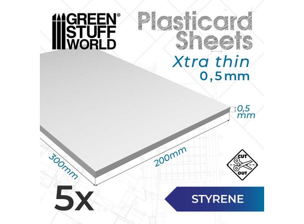 Styrene Sheets 0,5 mm - 5 stk Green Stuff World 